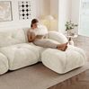 2-Sitzer-Sofa aus Chenille, modulares rahmenloses Design, 204 x 95 x 76 cm, Hellbeige Bild 4