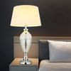 Tischleuchte, chrom weiß, Glas Textil, H 66 cm Bild 3