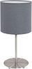 Eglo 31596 Tischlampe PASTERI nickel-matt, Textil grau E27 max. 1X60W H:40cm Ø18 mit Kabelschalter Bild 1