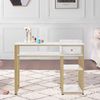 M MCombo Schreibtisch mit Schubladen, Nageltisch mit Regal, Manikürtisch aus Holz Metallgestell, Schminktisch ohne Spiegel Wohnzimmer Modern, Marmor-Weiß Gold, 2498 Bild 2