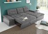 Ecksofa Couch Schlafcouch Schlafsofa Lederlook dunkelgrau ant. Ottomane rechts L Bild 4