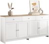 Landhaus Sideboard 160cm MDF Weiß-Holzoptik mit 4 Türen & 3 Schubladen, verstellbare Einlegeböden, Esszimmer Buffetschrank Bild 2
