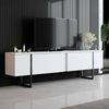 Dmora Fernsehschrank Abishia, Ständer für Wohnzimmerfernseher, Niedriges Wohnzimmer-Sideboard, TV-Ständerbasis, 180x30h50 cm, Weiß und Schwarz Bild 2