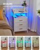 Nachttisch mit LED-Leuchten und Ladestation, Beistelltisch mit 3 Stoff-Schubladen und Regalen, mit USB-Anschlüssen & Steckdosen, für Schlafzimmer, Wohnzimmer, Weiß Bild 3