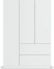 rauch Joel, Kleiderschrank, 3-türig, 2 Schubladen, push-to-open, mit 2 Kleiderstangen und 2 Einlegeböden, Farbe Weiß, BxHxT 136x197x54cm Bild 2