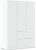 rauch Joel, Kleiderschrank, 3-türig, 2 Schubladen, push-to-open, mit 2 Kleiderstangen und 2 Einlegeböden, Farbe Weiß, BxHxT 136x197x54cm Bild 3