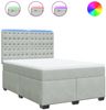 vidaXL Boxspringbett mit Matratze Hellgrau 140x190 cm Samt 3293218 Bild 2