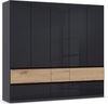 rauch Kleiderschrank; Drehtürenschrank WINNIPEG, 5-türig, 6 Schubkästen, Hochglanz Effektgrau/Eiche Halifax, 226x210x56xcm Bild 3