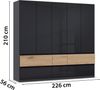 rauch Kleiderschrank; Drehtürenschrank WINNIPEG, 5-türig, 6 Schubkästen, Hochglanz Effektgrau/Eiche Halifax, 226x210x56xcm Bild 4
