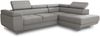 Ecksofa Caris mit Schlaffunktion und einstellbare Kopfstützen, Cord Stoff, Wohnlandschaft mit Bettkasten, Couch, Sofa, Bettsofa (Grau (Poso 110), Ecksofa Rechts) Bild 2