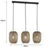 LED Pendelleuchte 3-flammig Lampenschirme mit Bambus Korbgeflecht, B: 69cm Bild 3