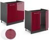 Spülenunterschrank Fame-Line Bordeaux Hochglanz 80 cm ohne Arbeitsplatte Vicco Bild 5