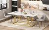 Esstisch in Marmoroptik, MDF mit goldfarbenem Metallgestell, 200x80x76 cm, Weiß/Gold Bild 5