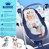 KIDIZ® Babywippe Babyschaukel mit 5 Geschwindigkeitseinstellungen zusammenklappbarer Baby Wippe Schaukel Babyhochstuhl mit Spielbogen Spielzeugen 5 beruhigende Naturgeräusche neugeborene Navyblau Bild 2