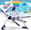 KIDIZ® Babywippe Babyschaukel mit 5 Geschwindigkeitseinstellungen zusammenklappbarer Baby Wippe Schaukel Babyhochstuhl mit Spielbogen Spielzeugen 5 beruhigende Naturgeräusche neugeborene Navyblau Bild 3