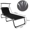 Homecall Sonnenliege mit Dach, schnell trocknender Schaumstoff, XXL, 200x70 cm - (Schwarz) Bild 4