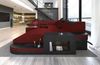 Stoff Wohnlandschaft Wave XL Materialmix - Mikrofaserstoff - Dunkelrot-Schwarz - Links Bild 2