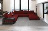 Stoff Wohnlandschaft Wave XL Materialmix - Mikrofaserstoff - Dunkelrot-Schwarz - Links Bild 4