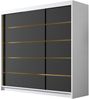 Kleiderschrank mit Goldverzierung Edrulaz VII mit drei Schwebetüren (Farbe: Weiß / Schwarz) Bild 2