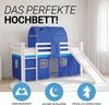 Homestyle4u Hochbett mit Rutsche, Tunnel, Vorhang, Lattenrost, Matratze, Holz Kiefer, blau, 90x200 cm Bild 5