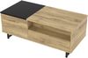 LVHOM höhenverstellbarer Couchtisch, mit LED-Beleuchtung und Schubladen, Holz Schwarz/Eiche, 104 x 50 x 28 cm Bild 2