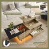LVHOM höhenverstellbarer Couchtisch, mit LED-Beleuchtung und Schubladen, Holz Schwarz/Eiche, 104 x 50 x 28 cm Bild 5