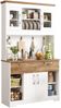 Großer Küchenbuffet Schrank mit Stauraum, Küchenschrank mit Vitrinenfächern, 2 Schubladen, Türen und Hakenleiste – Moderner Buffetschrank für Küche, Esszimmer & Flur, 106 × 39 × 176,5 cm Bild 5