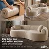 skølm 'Loki' Sofa 2 Sitzer, Vollschaumcouch mit Federkern und Vakuum-Kompression, kein Aufbau erforderlich, mit 2 Kissen, Teddy-Bouclé-Stoff in Sandstein-Beige Bild 4