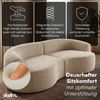 skølm 'Loki' Sofa 2 Sitzer, Vollschaumcouch mit Federkern und Vakuum-Kompression, kein Aufbau erforderlich, mit 2 Kissen, Teddy-Bouclé-Stoff in Sandstein-Beige Bild 3