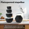 BigDean Salatschüssel Set groß mit Deckel, Schüssel 4 Größen 0,7-6 L in Anthrazit Schwarz, Kunststoff BPA-frei Salatschüssel Made in Germany Bild 2