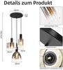 ZMH Pendelleuchte Wohnzimmer Hängelampe 3 Flammig Hängeleuchte-E27 Vintage Esszimmerlampe Hängend Pendellampe Höhenverstellbar Rauchgrau Glas für Schlafzimmer Wohnzimmer (ohne Leuchtmittel) Bild 4