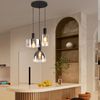 ZMH Pendelleuchte Wohnzimmer Hängelampe 3 Flammig Hängeleuchte-E27 Vintage Esszimmerlampe Hängend Pendellampe Höhenverstellbar Rauchgrau Glas für Schlafzimmer Wohnzimmer (ohne Leuchtmittel) Bild 2