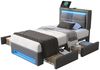 BlingBin Polsterbett Jugendbett mit LED-Beleuchtung und vier Schubladen, PU-Litschi-Muster (1er Set, 1-tlg, 90x200 cm, Ohne Matratze, Max Belastbarkeit: 150KG, Grau), Mit USB-Anschluss (Unterstützt Kabelloses und Kabelgebundenes Laden) Bild 5