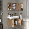Roomart ADA Badmöbel Set– 3-teiliges Badezimmermöbel Set mit Waschbecken, Unterschrank & Spiegelschrank - H 42 x B 35 x T 60 cm • Eiche Bild 2