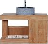 Badmöbel Set Sala Teak Massivholz - Breite vom Unterschrank: 90 cm - Breite vom Spiegel: 90 cm - Anzahl der Hochschränke: 1 Hochschrank - Handtuchhalter: ohne Handtuchhalter Bild 3