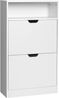 Vasagle Schuhschrank mit 2 Klappen, Spanplatte Weiß, 60 x 24 x 102 cm Bild 2