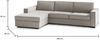 Dmora Schlafsofa mit Halbinsel Albenga, drehbares Sofa zum Öffnen, Aufbewahrungshalbinsel links, schmale Armlehnen, 100 % Made in Italy, 260 x 95 x 90 cm, Taubengrau Bild 3