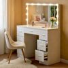Schminktisch MALMÖ mit Hollywoodspiegel - 110 x 40 x 135 cm, Holz, Weiß | Kosmetiktisch Schminken Make-Up-Tisch Bild 3