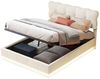 FUROKOY Stauraumbett Polsterbett Doppelbett (Gepolstertes Kopfteil mit Kekswellen-Design), Hydraulikbett Funktionsbett, ohne Matratze, Samt, Beige, 160x200cm Bild 5