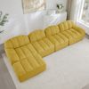 Ecksofa modular in Gelb, tiefer Sitzfläche, Granulierter Fleece und 32D Hochdichtschaum,79x366x165 cm Bild 3