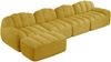 Ecksofa modular in Gelb, tiefer Sitzfläche, Granulierter Fleece und 32D Hochdichtschaum,79x366x165 cm Bild 5