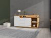 Sideboard 140 x 40 x 70 cm mit 2 Türen, 3 Schubladen und LED-Beleuchtung in Weiß und Eiche Bild 2