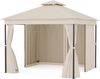 Blumfeldt Mondo Dual Pavillon 3x3 – Doppeldach & Moskitonetze, Wetterfester Metallrahmen, Vorhänge Für Privatsphäre, Gartenpavillon, Leicht Zu Montieren, Dunkelgrau Bild 2