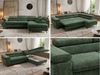 MKS Möbel 'Pablo L-Form' Ecksofa mit Schlaffunktion, verstellbare Kopfstützen, Dunkelgrün, Schenille grob, T25 Topper, Rechts Bild 2