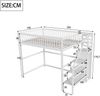 Hochbett 140×200 cm mit Rausfallschutz und Stauraumleiter, Weiß, ohne Matratze Bild 5