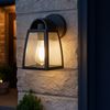 2er Set LED Außen Wandleuchte, ALU Glas, schwarz, L 20 cm Bild 2