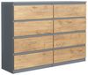 meble masztalerz Kommode Anthrazit/Lancelot mit 8 Schubladen 120 cm, Sideboard Wohnzimmer, Kommode Schlafzimmer H: 101,5 cm, B: 120 cm, T: 39 cm, Kommode mit Schubladen, Schubladenschrank Bild 4