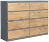 meble masztalerz Kommode Anthrazit/Lancelot mit 8 Schubladen 120 cm, Sideboard Wohnzimmer, Kommode Schlafzimmer H: 101,5 cm, B: 120 cm, T: 39 cm, Kommode mit Schubladen, Schubladenschrank Bild 5