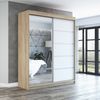 Schwebetürenschrank GAP 2-türig Schrank 160 cm (mit Spiegel) Farbe: Sonoma, weiß Bild 2