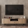 AX LIVING TV-Schrank Halay Eiche Cremona, 2 Türen & 1 Schublade Moderne Rillenstruktur 180,6 cm Bild 5